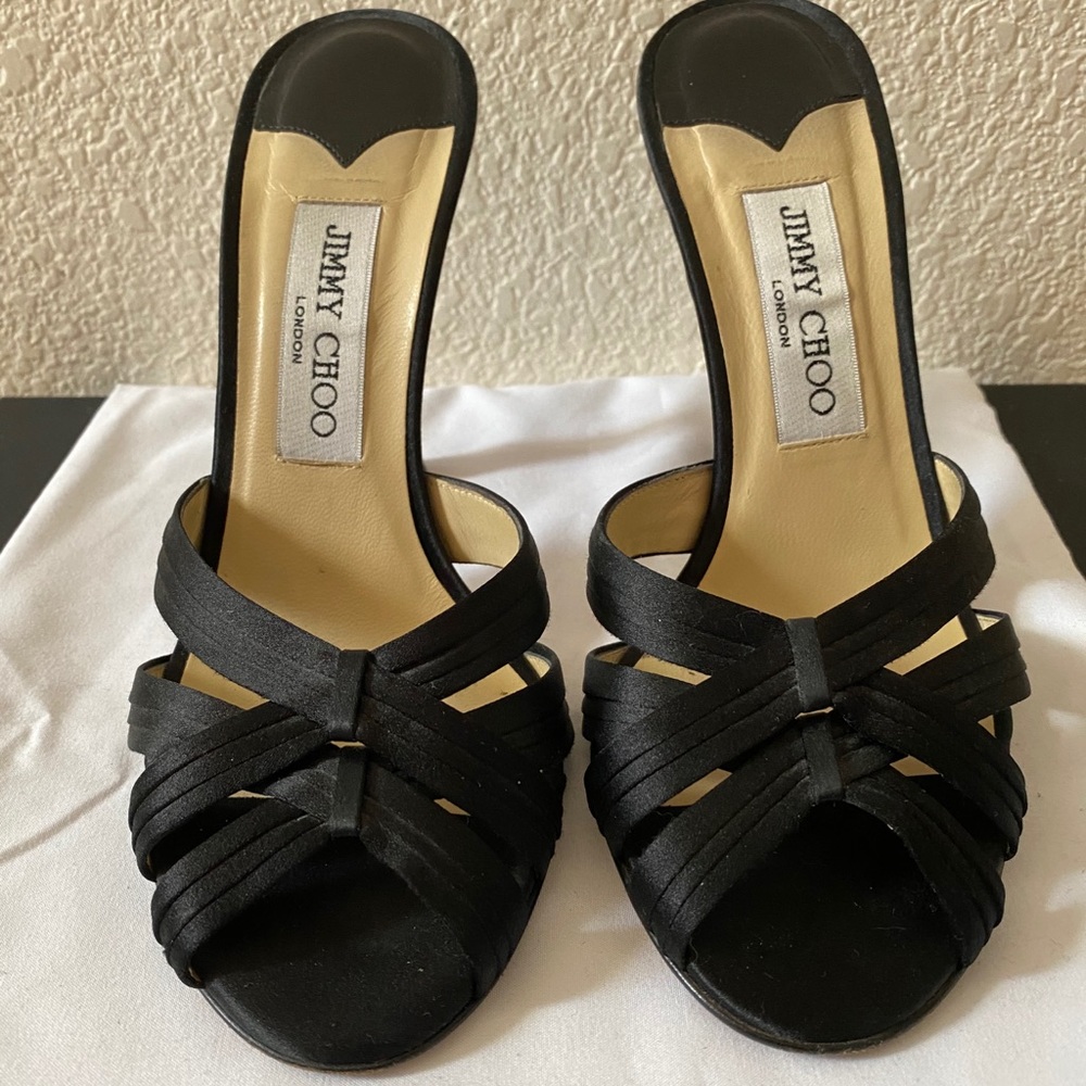 Jimmy Choo Black Satin Sandal 37
